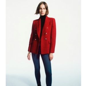 Zara Textured Double Breasted Blazer.